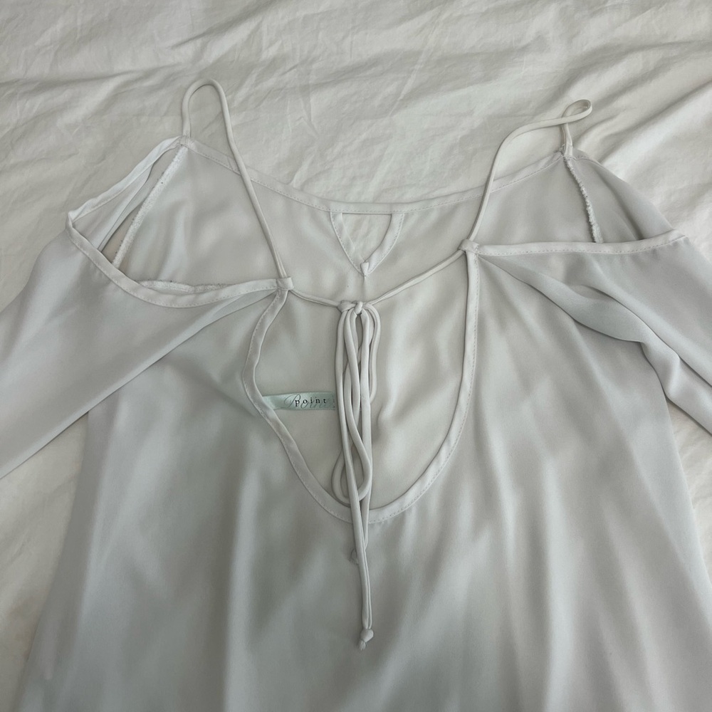 Open Back, Spaghetti Strap, Shoulder Less White T… - image 4